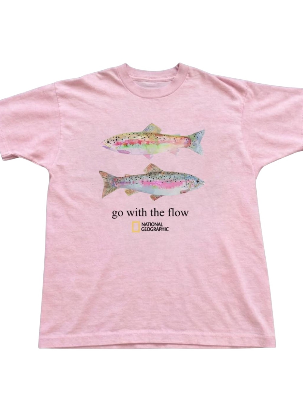 Gildan Pink "Go With The Flow" Fish Tee